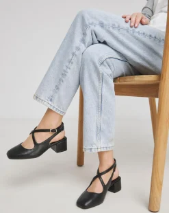 Uma Cross Strap Mary Jane Slingback Shoes Wide E Fit