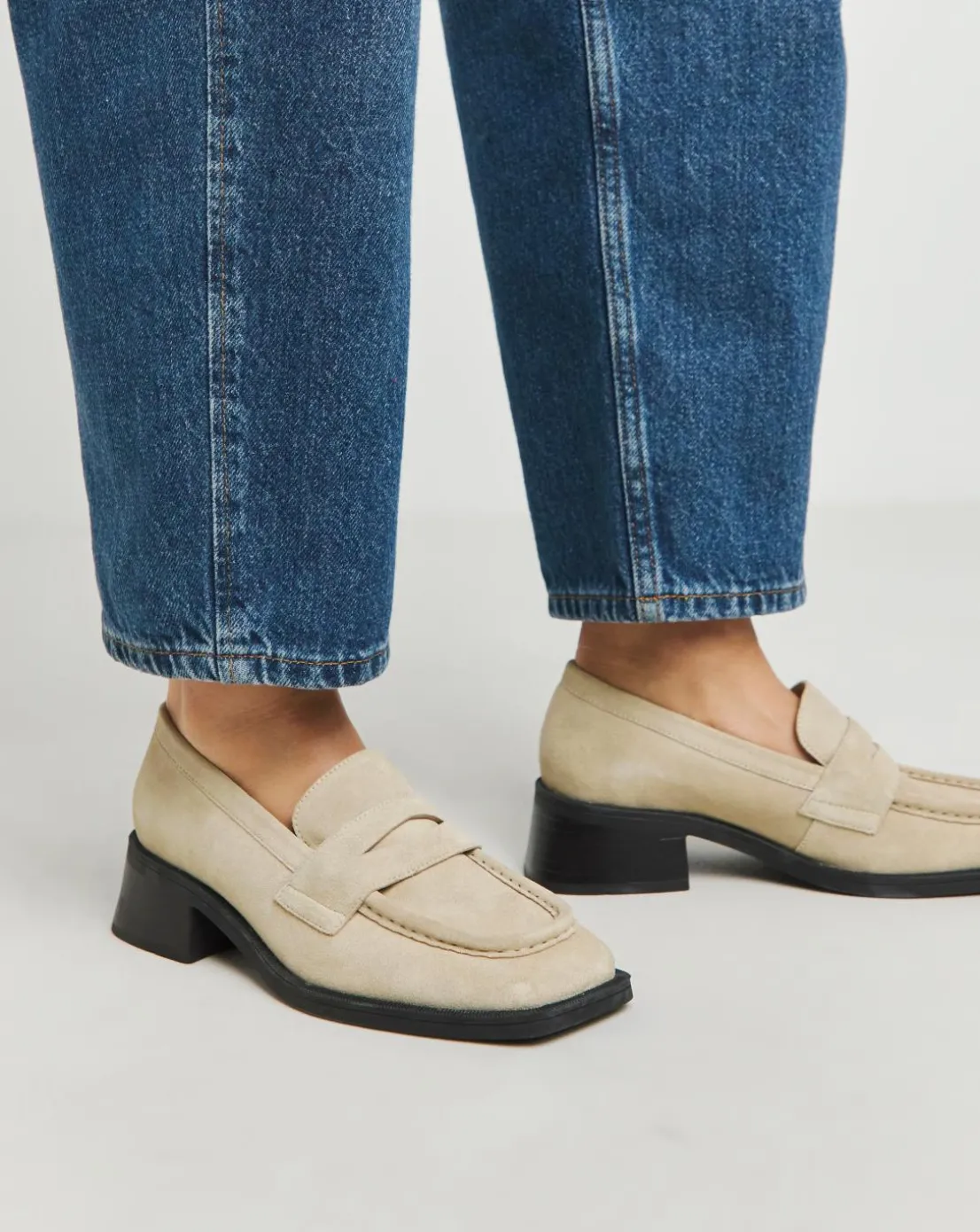 Westerly Low Block Heel Suede Loafers Extra Wide EEE Fit