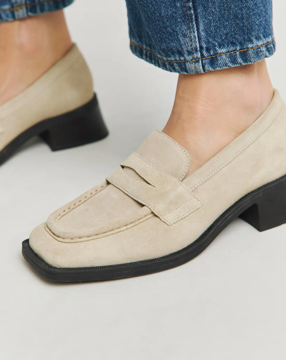 Westerly Low Block Heel Suede Loafers Extra Wide EEE Fit