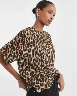 Woven Short Sleeve Boxy Top